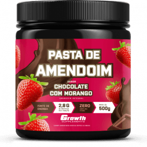 PASTA DE AMENDOIM SABOR CHOCOLATE COM MORANGO 500G - GROWTH SUPPLEMENTS