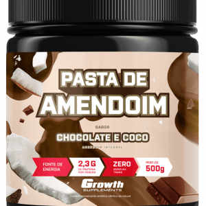 PASTA DE AMENDOIM SABOR CHOCOLATE E COCO 500G - GROWTH SUPPLEMENTS